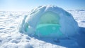 Igloo snow structure, winter and arctic dwelling scene Generative AI Royalty Free Stock Photo