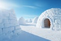 Igloo in the wilderness forms a picturesque background, symbolizing Arctic resilience