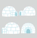 Igloos ice house in flat design vector set Royalty Free Stock Photo