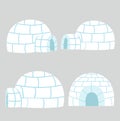 Igloos ice house in flat design vector set