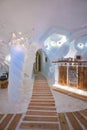 The Iglu Dorf interior hotel - a restaurant and bar in an igloo on the Gornergrat slopes. Royalty Free Stock Photo