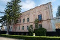 Ignacy Witoslawski palace in neo-Gothic style by architect Henryk Ittar, west facade in shadow, Cherniatyn, Ukraine