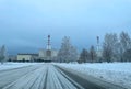 Ignalinos nuclear plant in Lithuanian winter