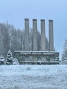 Ignalinos nuclear plant in Lithuanian winter