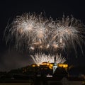 Ignis Brunensis fireworks over the historical part of Brno Royalty Free Stock Photo