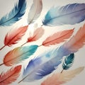 Enhance Your Creativity with AI-Generated Watercolor Feathers: Captivating Red, Green, and Blue Graphic Resource