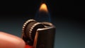 Ignited Lighter Flame Close-Up. Royalty Free Stock Photo