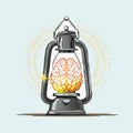 Igniting Creativity A Glowing Brain Lantern Royalty Free Stock Photo