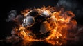 Igniting the Game: Soccerball Surrounded by Smoke and Flames