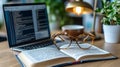 Igniting Imagination with Knowledge: A Laptop, Books, and Glasses Evoking Creativity and Learning Royalty Free Stock Photo