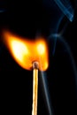 Igniting match with smoke Royalty Free Stock Photo