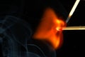 Igniting match with thin filiments Royalty Free Stock Photo