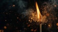 Igniting Matchstick with Sparkles Royalty Free Stock Photo