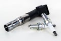Ignition coil and two Spark plugs Royalty Free Stock Photo