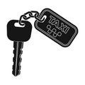 The ignition key for a yellow taxi. Taxi station single icon in black style vector symbol stock illustration.