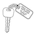 The ignition key for a yellow taxi. Taxi station single icon in outline style vector symbol stock illustration.