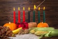 Ignition of Kwanzaa traditional candles, festival concept with g