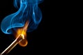 Ignition of match with smoke Royalty Free Stock Photo