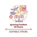 Ignoring freedom of choice concept icon Royalty Free Stock Photo