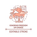 Ignoring freedom of choice red concept icon Royalty Free Stock Photo