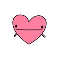 Ignoring heart symbol doodle illustration icon in cartoon comic kawaii face