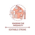 Ignoring inequality red concept icon Royalty Free Stock Photo