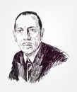 Igor Stravinsky famous vector sketch portrait