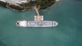 Aerial drone image of Igoumenitsa port in Greece and vessels loading/unloading.