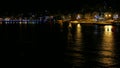 Igoumenitsa sea port at night, Greece. View from a ferryboat traveling to Corfu Island