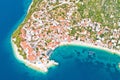 Igrane village on Makarska riviera aerial view