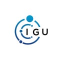 IGU letter technology logo design on white background. IGU creative initials letter IT logo concept. IGU letter design