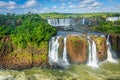 Iguacu falls on Argentina Side from southern Brazil side, South America Royalty Free Stock Photo