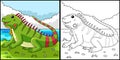 Iguana Animal Coloring Page Colored Illustration