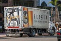 Iguana beer advertisement on delivery truck, Buenos Aires, Argentina