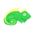 Iguana cartoon lizard animal character green reptile vector illustration. Royalty Free Stock Photo