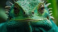 reptile green animal portrait iguana lizard nature close-up wildlife scale. Generative AI.