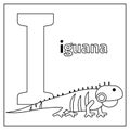 Iguana, letter I coloring page