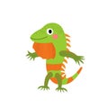 Iguana standing on two legs animal cartoon character vector illustration Royalty Free Stock Photo