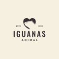 Iguana love logo design hipster