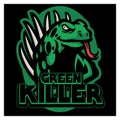 Iguana mascot sport logo design vector graphic illustration. Wild iguana reptile mascot. Angry green lizard animal for sport team Royalty Free Stock Photo