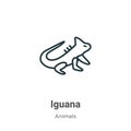 Iguana outline vector icon. Thin line black iguana icon, flat vector simple element illustration from editable animals concept Royalty Free Stock Photo