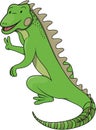 Iguana Says Peace Cartoon Color Illustration