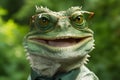 reptile close-up animal iguana portrait glasses green scale lizard wildlife. Generative AI.