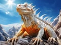 Iguana Taking Sun  Made With Generative AI illustration Royalty Free Stock Photo