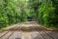 Iguazu, Argentina - Dec 10, 2023: Rainforest Ecological Train at Iguazu Falls National Park in Argentina Royalty Free Stock Photo