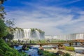 IGUAZU, BRAZIL - MAY 14, 2016: nice view from the brazilian side of a little bridge over the river located close to the