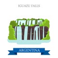 Iguazu Falls in Argentina vector flat attraction landmarks