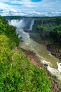 Iguazu Falls on the border of Brazil and Argentina in South America. the largest waterfall system on Earth