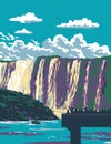 Iguazu Falls in Iguazu National Park Between Argentina and Brazil WPA Art Deco Poster