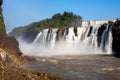 Iguazu falls seen from Iguazu river border Royalty Free Stock Photo